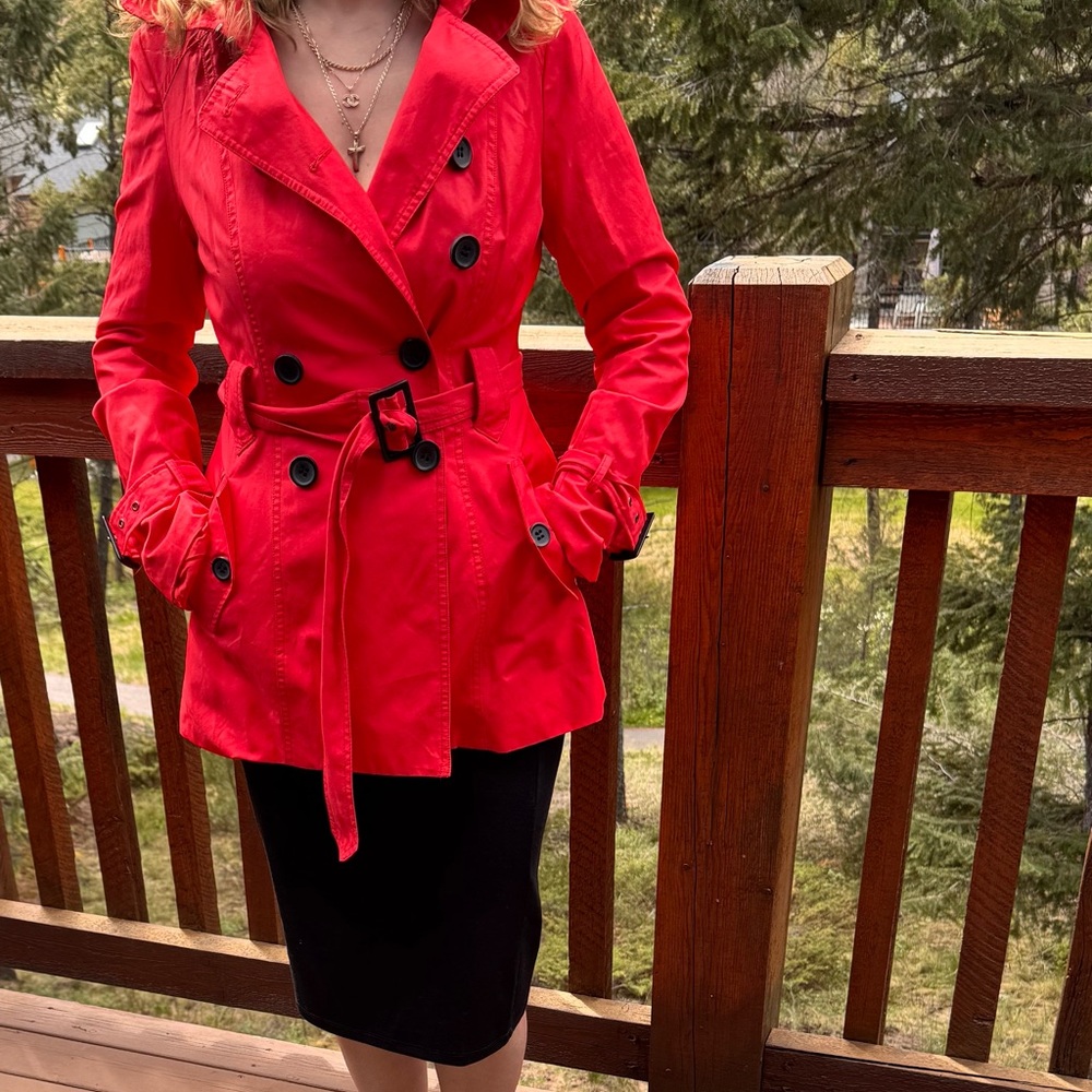 Stylish Red Double-Breasted Women's Jacket BEBE